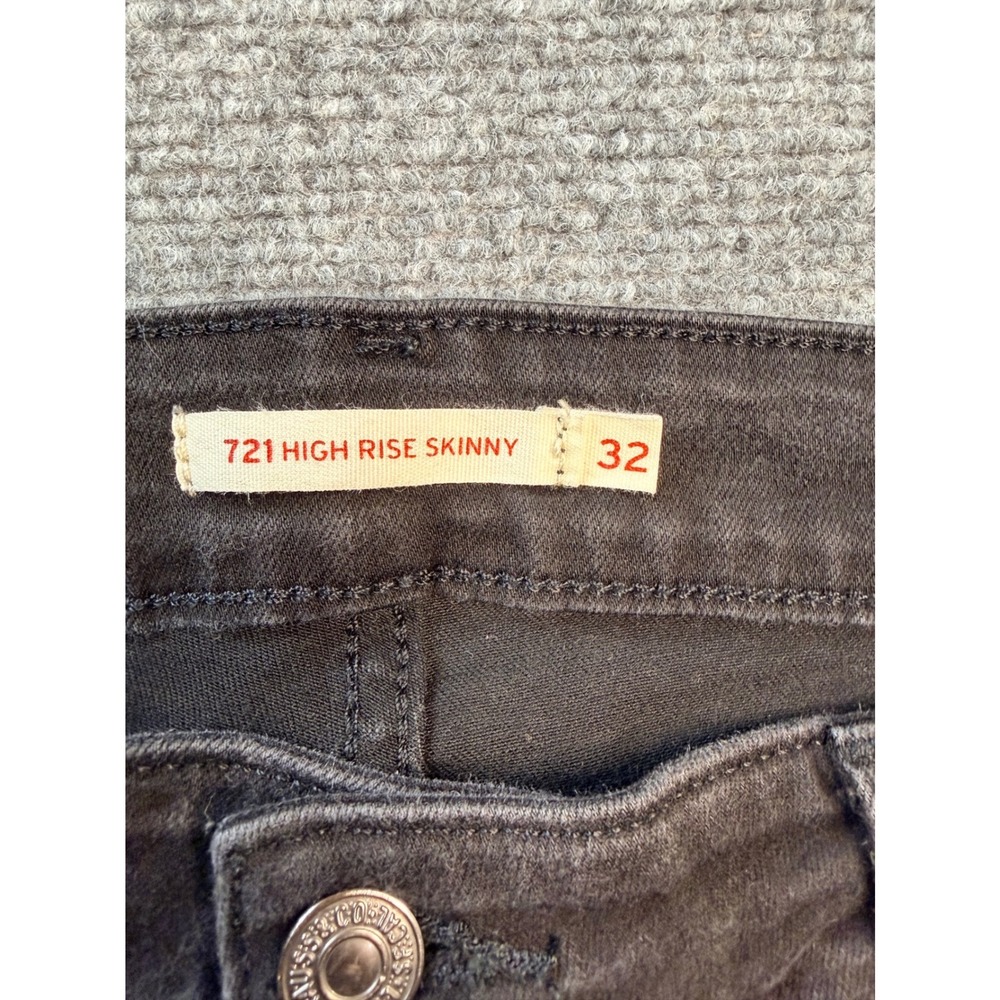 Levis 721 High Rise Skinny Jeans Womens 32x30 Black Stretch Denim Pants 18882-00 - Picture 8 of 9